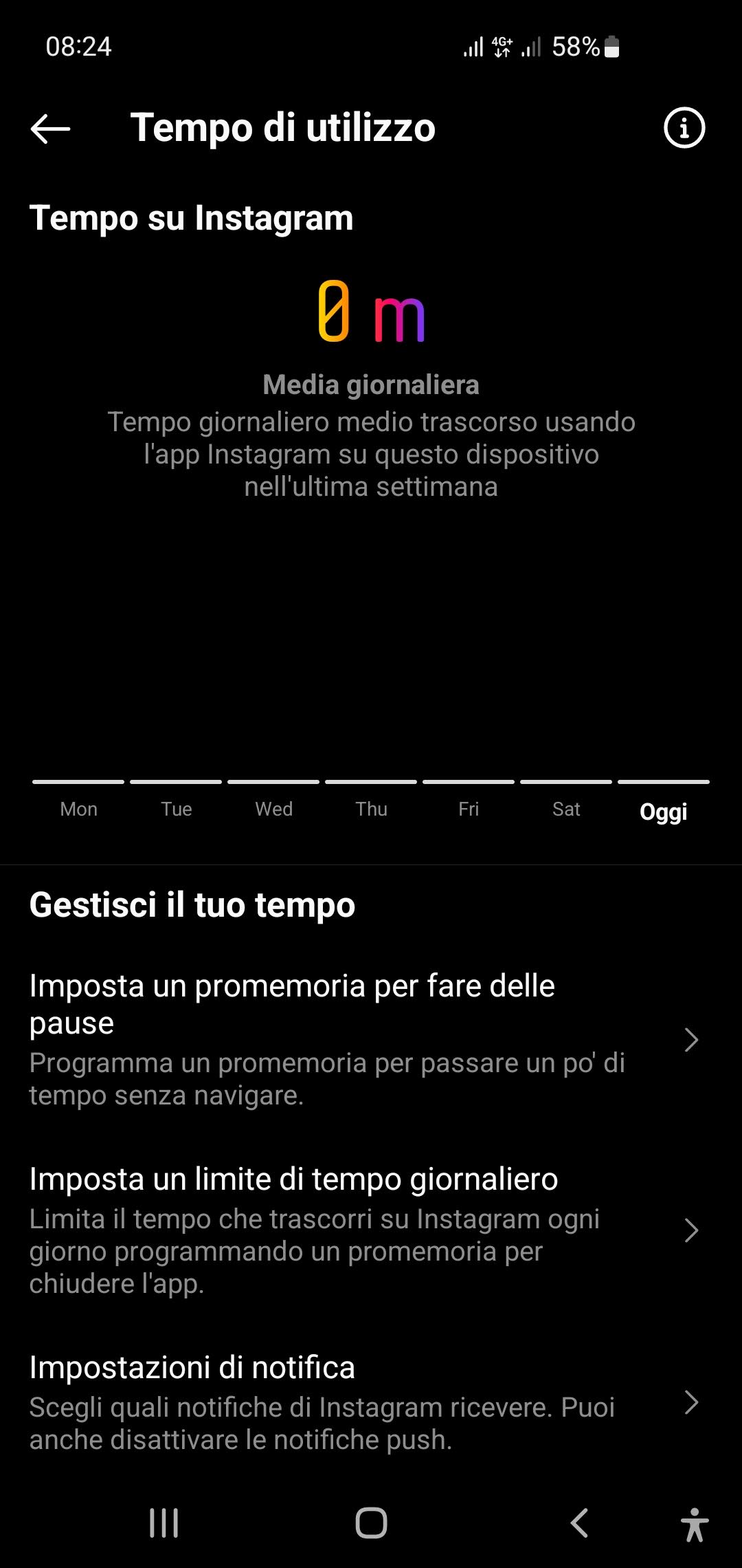 Tempo medio settimana Patrick Instagram